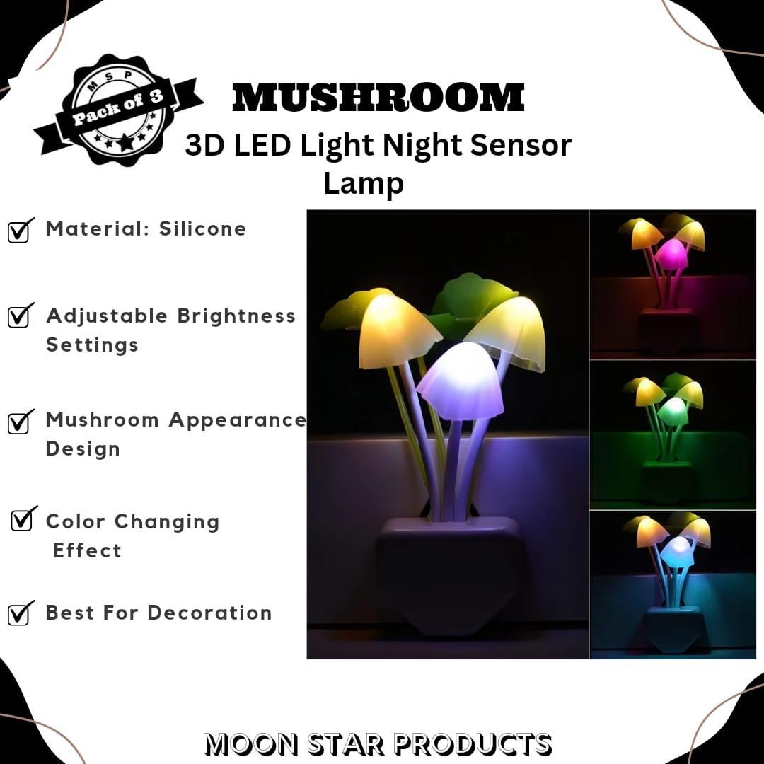 Pack of 3-Mushroom 3D LED Light Sensor Lamp