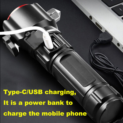 Multi-functional High Power LED Flashlight with Safety Hammer 1KM Range