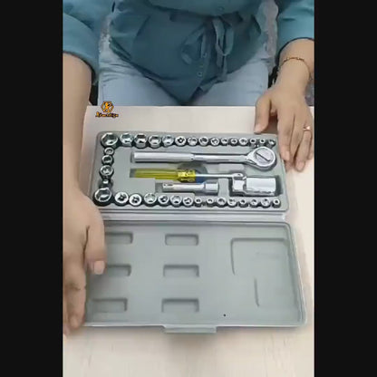 40 Pcs Socket Wrench Vehicle Tool Kit